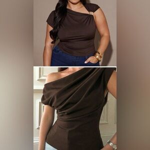 Elegant Brown Women's Top XL